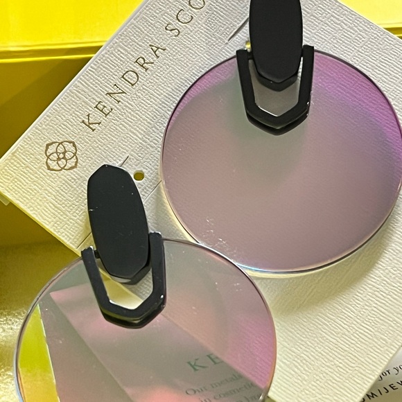 NWT Kendra Scott Didi Earrings Navy Gunmetal & Dichroic Stunning Rare & Retired! - Picture 4 of 9